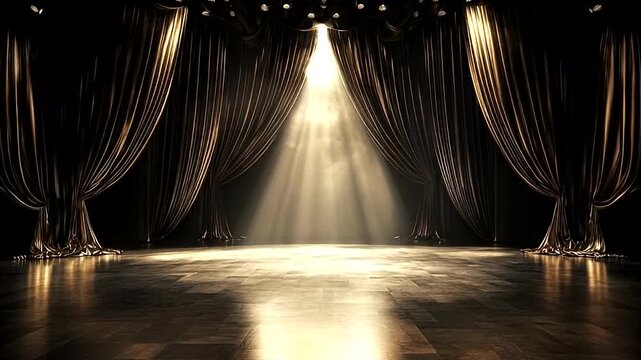 Stage with opulent drapes and spotlight