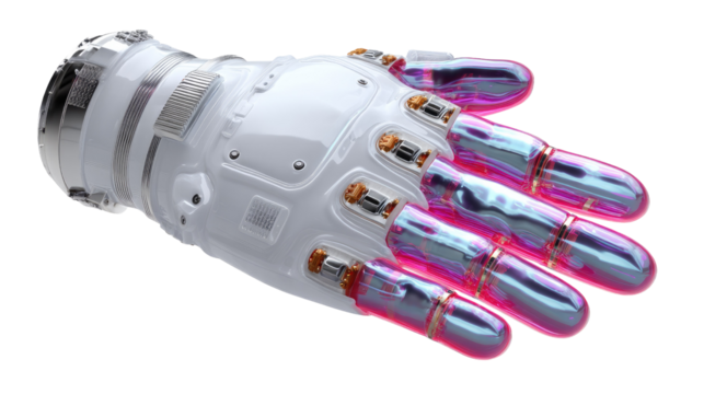 Futuristic Robotic Hand: A gleaming, advanced robotic hand showcases cutting-edge technology and innovative design, perfect for projects related to robotics.