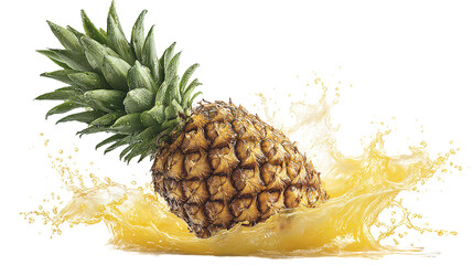 Pineapple, a Ripe, Fresh Fruit Food, Whole, Isolated on White