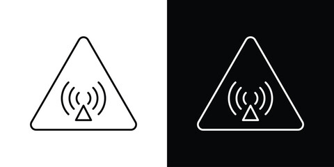 Non ionizing radiation hazard signs design. Thin graphic elements vector illustration