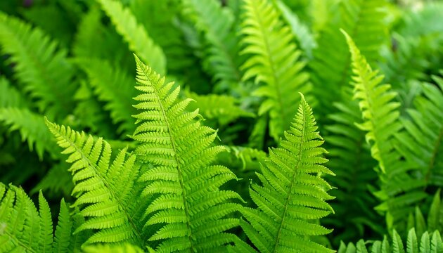 Lush green fern leaves close-up - Powered by Adobe