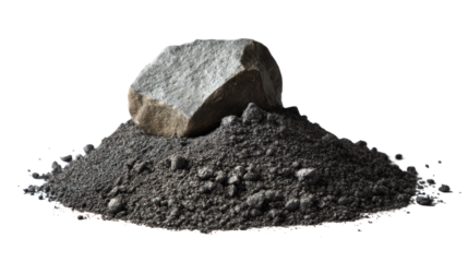 Pile of Stone: A rugged stone rests atop a mound of textured earth, this image showcases the raw, elemental beauty of nature's elements. 