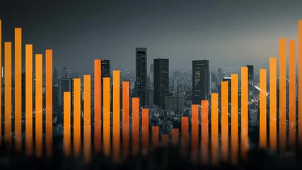 Chart overlay over a cityscape - Powered by Adobe