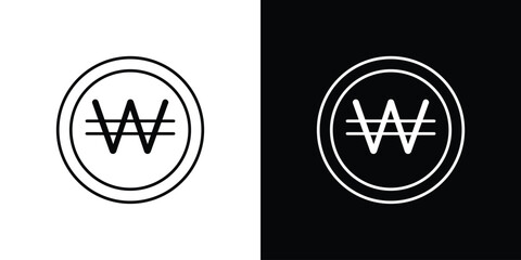 Korean won icon design. Thin graphic elements vector illustration