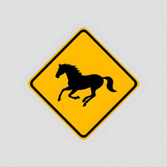 Horse warning sign isolated on white background