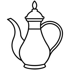 Dallah Coffee Pot Line Art with Elegant Handle 
