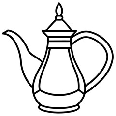 Dallah Coffee Pot Line Art with Elegant Handle 