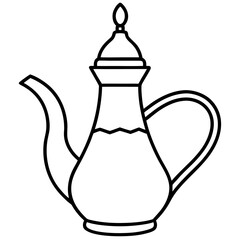 Dallah Coffee Pot Line Art with Elegant Handle 