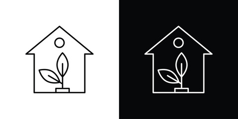 Eco house icon design. Thin graphic elements vector illustration