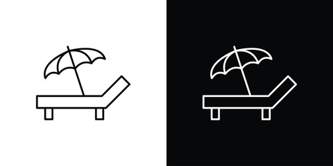 Beach chair with umbrella icon design. Thin graphic elements vector illustration