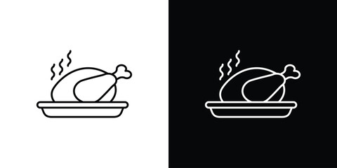 Baked turkey icon design. Thin graphic elements vector illustration