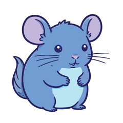 Fototapeta premium Adorable blue chinchilla sitting on white background, playful charm