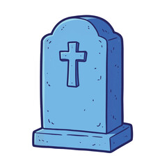 Obraz premium Blue gravestone with cross on white background, remembrance