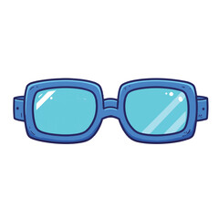 Fototapeta premium Stylish blue goggles on white background, summer accessories