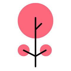 Abstract minimalist tree with round pink foliage and black branches
