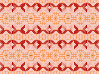 Seamless Chinese geometric pattern features a systematic use of repetitive Chinese geometric motifs in warm, vibrant tones. It can be used in apparel, scarves, blankets, curtains