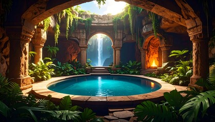 Lush ruins with a hidden pool