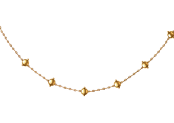 Delicate gold necklace with small, round beads