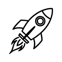 Cartoon vector illustration of a flying space rocket ship icon