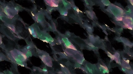 黒地にグリーンとピンクのシェル模様入りべっ甲風パターン