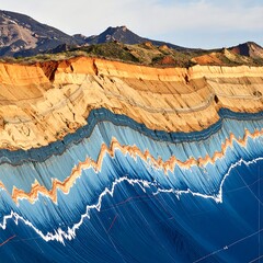 Geological strata overlayed with data