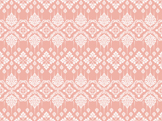 Seamless Elegant Damask Floral Fabric Pattern.