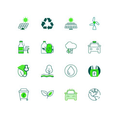 Eco Icon Set – Green Vector Symbols for Ecology, Environment, and Recycling Design