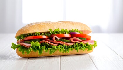 Sub Sandwich with Meat and Vegetables