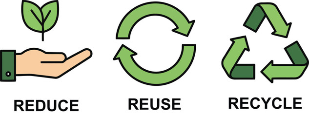 Fototapeta premium Illustration depicts environmental concepts of reducing, reusing, and recycling resources.