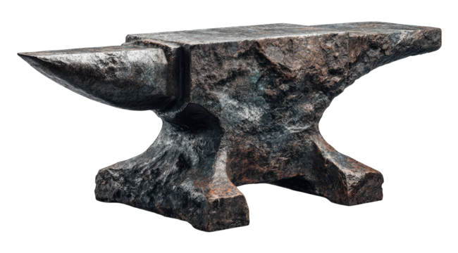 Old, weathered anvil, heavy metal