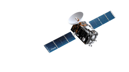 Orbiting Sentinel: A detailed portrayal of a sophisticated satellite, capturing the essence of technological advancement and global communication.