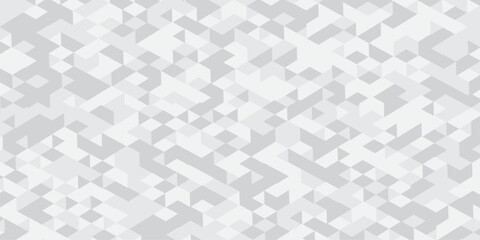 Abstract geometric white and gray background seamless mosaic and low polygon triangle texture wallpaper. Triangle shape retro wall grid pattern geometric ornament tile vector square element.	