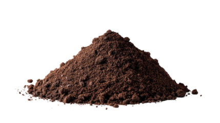 Pile of Earth: A detailed studio shot of a pile of rich, dark earth, perfect for illustrating concepts related to gardening, agriculture, or the natural world.