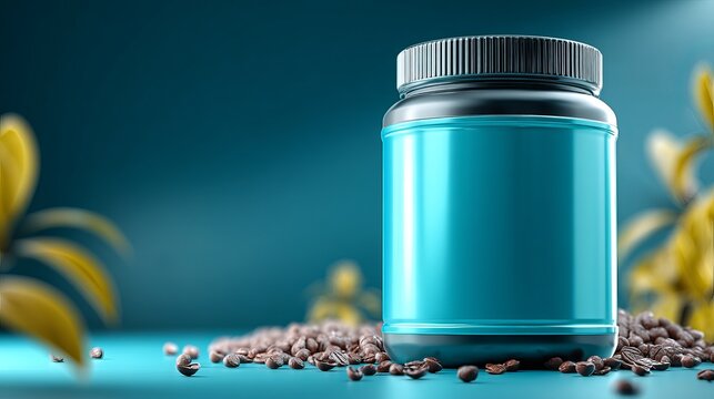 Glossy whey protein and mass gainer supplement jar mockup design