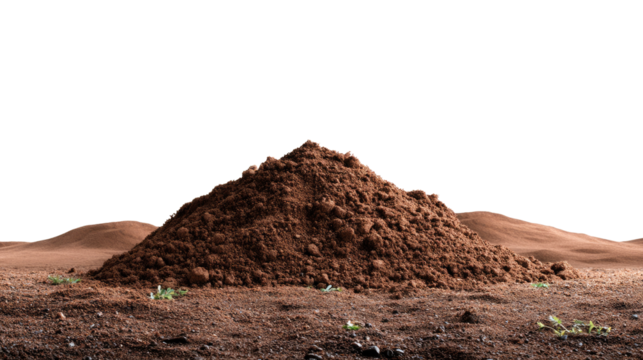 Soil Mound: A detailed shot of a soil mound on an arid surface reveals the texture and formation of the earth, inviting viewers to see the building block of our planet.