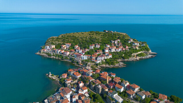 Aerial images of the Amasra district of Bartın province in T&uuml;rkiye were provided by a drone.