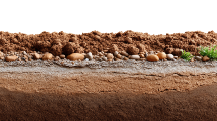Soil Layers: A detailed cross-section showcases the intricate layers of soil, from the topsoil to the bedrock, highlighting the rich composition of the earth's surface.