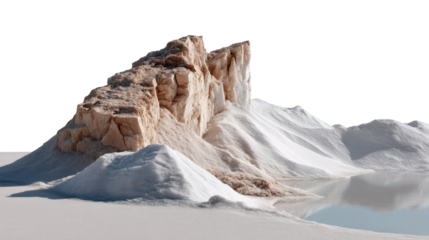 Salt Mountainscape: A surreal landscape of geological wonder, showcasing a stunning mountain range formed entirely of pristine salt crystals, exuding an ethereal charm.