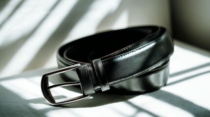 Black leather belt
