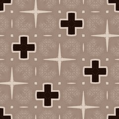 Seamless geometric pattern of star and cross icons for gift decoration or wallpaper design