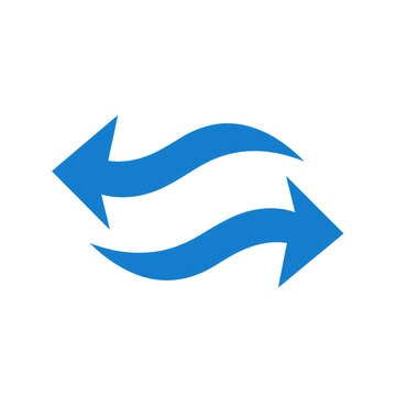 Two wavy, blue arrows, pointing in opposite directions, on a black background.  The arrows have a 3D or embossed appearance