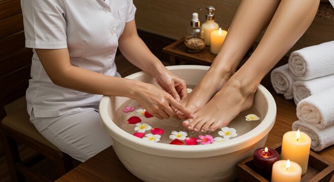 Foot massage relaxation treatment - Powered by Adobe