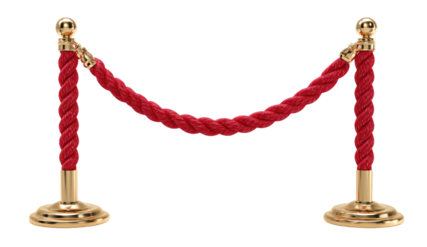 Red rope barrier with gold posts (1) - Powered by Adobe