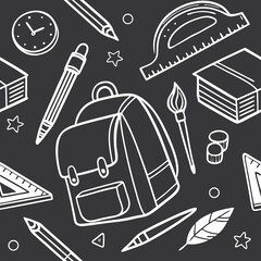 School Icons Vector Set with Educational Sketch and Doodle Elements