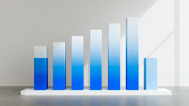 Blue bar chart data illustration
