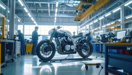 Modern motorcycle in a large factory (1)