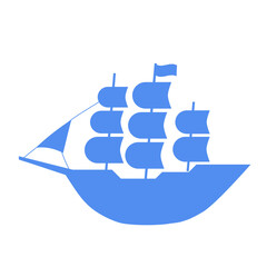 シンプルな帆船のシルエットイラスト © gelatin