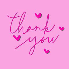 hand drawn ink pen pink love thank you note