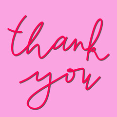 hand drawn ink pen red pink thank you note