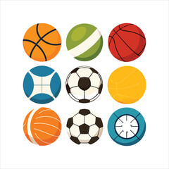 Vector illustration set of different sport balls for games and team competition